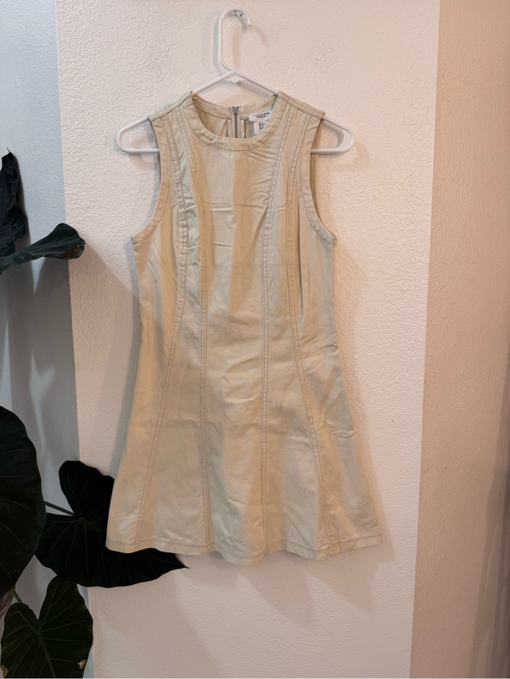 REVOLVE Song Of Style Sleeveless Cream Mini A-Line Dress Denim Cotton Casual